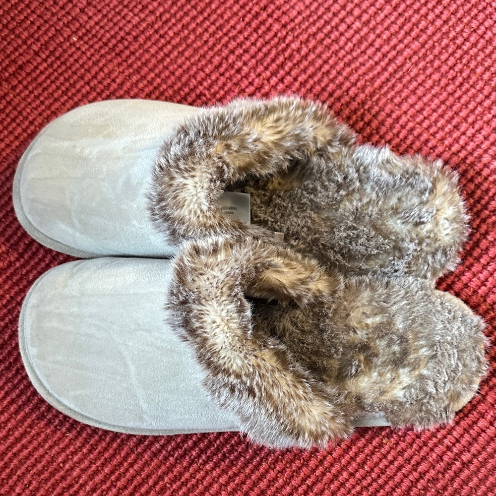 Restoration Hardware Gray and Brown Men's Slippers